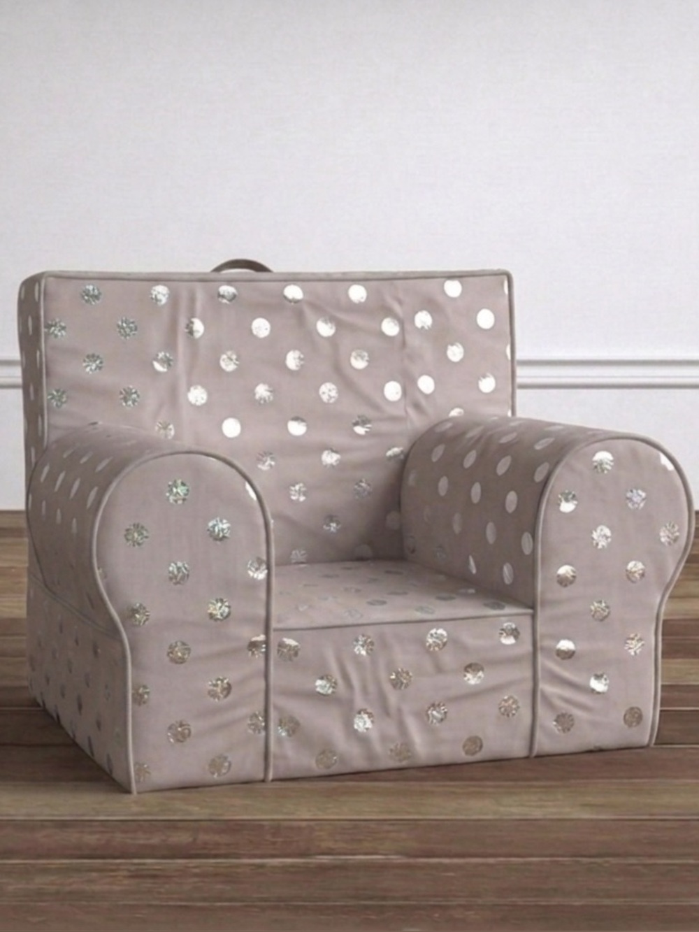 NWOT Pottery Barn Kids Metallic Dotti Anywhere Chair Cover, regular size,purple